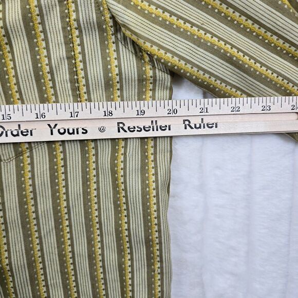 Prana Shirt Men's Yellow/ Mustard Retro Stripe Long Sleeve Button Up Size S - Picture 12 of 13